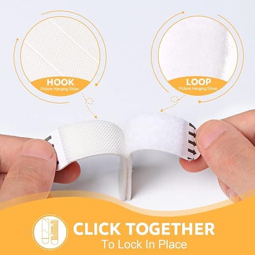 Sinnsally Large Picture Hanging Strips Heavy Duty,20-Pairs(40 Strips) Sticky Picture Hangers for Walls Hanging Without Nail,Damage Free No Nails Refill Adhesive Poster Frame Mounting,White thumbnail 4