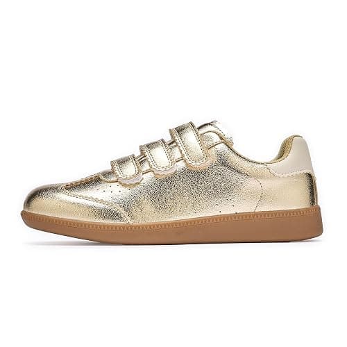 Teyiwow Sneakers for Women Lightweight Tennis Shoes Fashion Vegan Leather Hook & Loop Sneakers Non-Slip Walking Shoes thumbnail 4