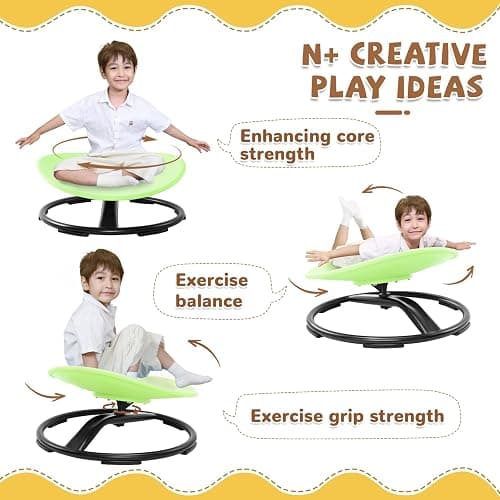 Zhenx Spinning Chair for Autistic Kids (Ages 3-18), Autism Sensory Toy Gift | 220LBS Capacity Sensory Swivel Seat for ADHD Kids, Autism Sensory Products, Calming Gift Improve Focus & Body Balance (Green) thumbnail 3