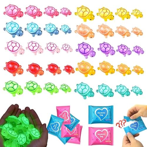100 Pcs Mini Turtle Blind Bags for Kids - Glow in The Dark Resin Turtles Collectible Sea Turtle Toys for Party Favors, Treasure Hunt Games Dollhouse Decor, Mini Garden Landscape, Cake Toppers - Image 1