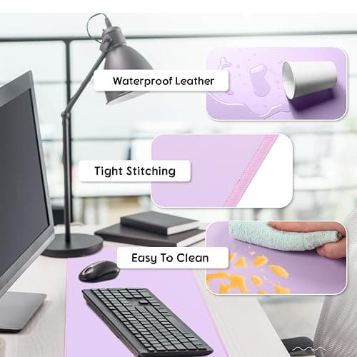Konohan Heated Large Desk Mat PU Leather Warm Mouse Pad with 5 Heating Level & 4 Hour Auto Shut-Off Heating Keyboard Pad Warmer Gaming Mouse Mat Only Supports 110v(Purple Color,31.5" X 13") thumbnail 4