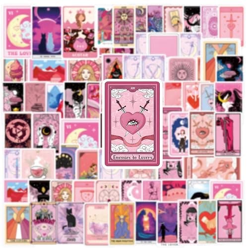 110PCS Pink Tarot Myth Magic Stickers Astrology Decals Divination Waterproof Vinyl Water Botter Laptop Decorations DIY Fortune for Skateboard Cute Kawaii Stickers thumbnail 7