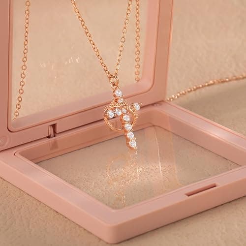 Robaice Upgraded Crown Cross Necklace for Women, 14K Gold Plated Crown Cross Pendant Necklace, Non-Tarnish Faith Jewelry for Women, Christian Religious Gifts for Her thumbnail 5
