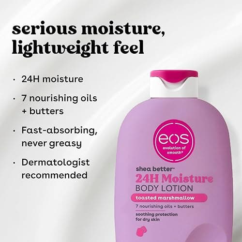 eos Shea Better Body Lotion Toasted Marshmallow, 24-Hour Moisture Skin Care, Lightweight & Non-Greasy, Natural Shea Butter, Vegan, Moisturizing Body Lotion for Dry Skin, 16 fl oz thumbnail 4