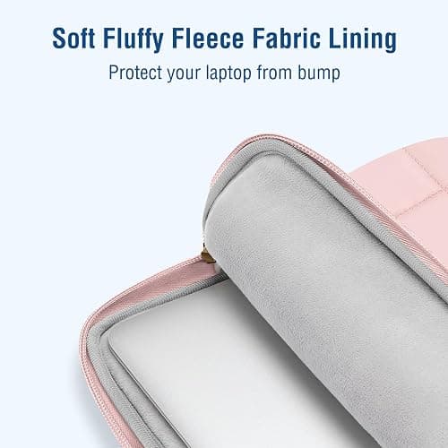 MOSISO 13-14 inch Laptop Case, 13.3 inch Puffy Laptop Sleeve Compatible with MacBook Air 13 13.6/Pro 13/Pro 14,HP Acer Dell ASUS Lenovo, Rectangle Quilted Computer Bag with Handle&Flower Pendant, Pink thumbnail 4