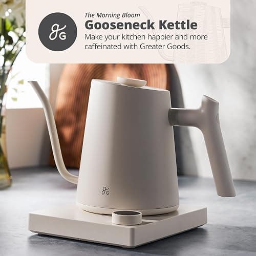 Greater Goods Electric Gooseneck Kettle, 1200W Stainless Steel with Precision Temperature Control, Fast Boil, BPA-Free, Ideal for Pour Over Coffee and Tea,1L (Birch) thumbnail 2