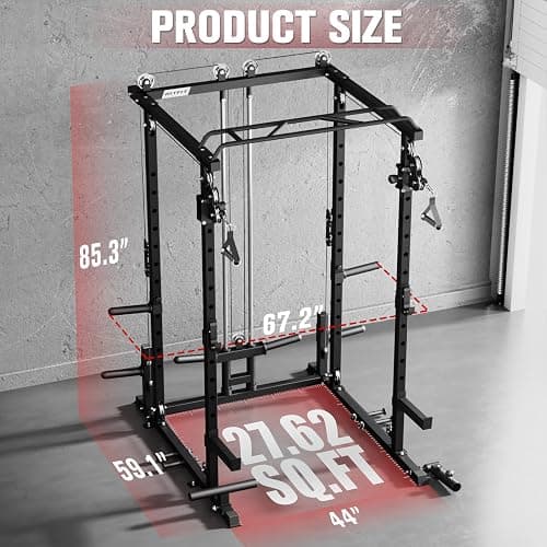 RitFit Multi-Function Garage & Home Gym Package Includes 1200LBS Power Cage PPC03/P3 with Cable Crossover System, Weight Bench, Olympic Barbell Weight Set, Full Body Workout thumbnail 5