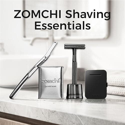 ZOMCHI Safety Razor for Men with 5 Double Edge Safety Razor Blades, One Blade Safety Razor, Metal Razor Zero Waste – Black thumbnail 9