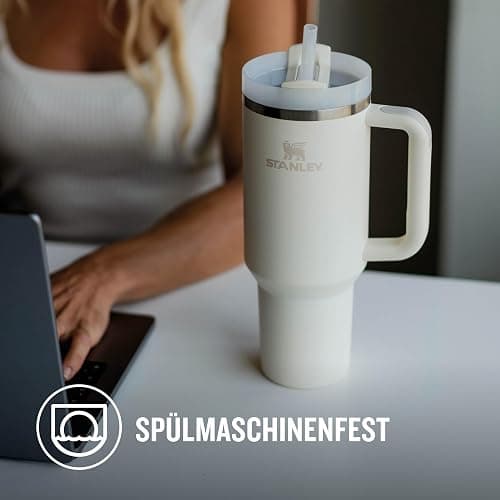 Stanley Quencher H2.0 Flowstate Trinkflasche Mit Strohhalm 1.2L - Thermobecher Kühlt 11 Stunden - 48 Stunden Eisgekühlt - Spülmaschinenfest - Thermosflasche BPA Frei - Edelstahl Trinkbecher - Cream thumbnail 2