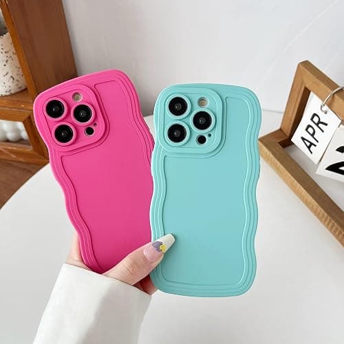 Caseative for iPhone 14 Pro Case,Solid Color Curly Wave Frame Soft Phone Case (White) thumbnail 3