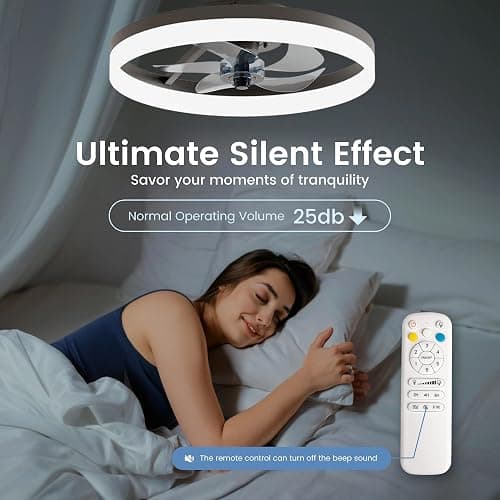 CubiCubi Modern Ceiling Fans, 20 Inch Black Ceiling Fan with Lights and Remote Control, APP, LED Fandelier with 3CCT and 6 Wind Speeds, Low Profile Ceiling Fans with Lights for Bedroom, Office thumbnail 6