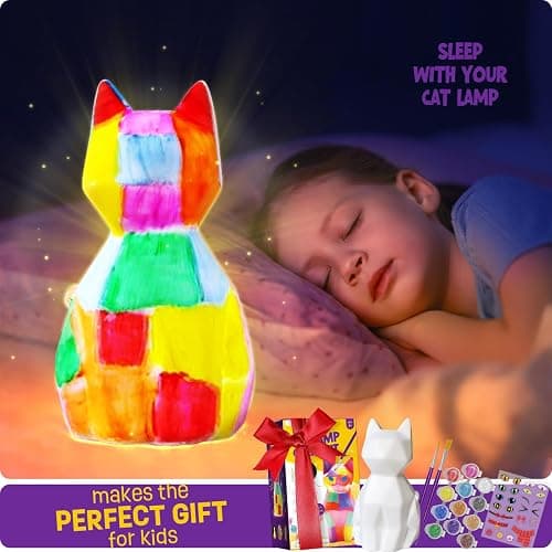 Paint Your Own Cat Lamp Kit, Arts and Crafts for Kids Ages 8-12, Art Supplies Painting kit for Kids 6-12, Cat Night Light Toys Girls Boy Birthday Christmas Gifts for Kid Ages 3 4 5 6 7 8 9 10 11 12+ thumbnail 7