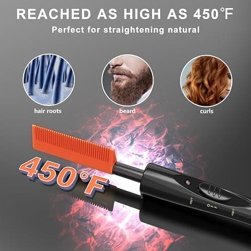 DAN 450°F Hot Comb for Natural Black Hair,Electric hot Comb for Wigs | *Ceramic Technology *30sec Fast heating *High and low switch *Dual voltage thumbnail 5