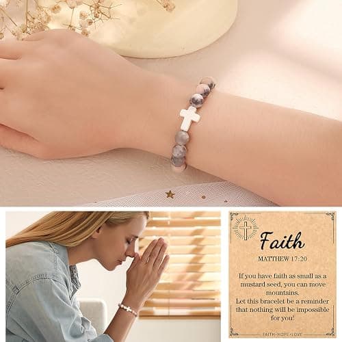 Christian Christmas Gifts for Women, Religious Cross Bracelet Gifts for Women/Daughter/Friend/Sister/Grandma/Granddaughter/Godmother/Her, Inspirational Birthday Faith Based Jewelry Stocking Stuffers Gifts thumbnail 2
