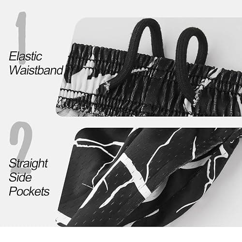 DIOTSR Mens Graphic Print Shorts Cool Mesh Basketball Shorts Casual Flat Front Shorts Summer Drawstring thumbnail 2