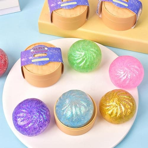 12pcs Dumpling-shaped Soft And Cute Toys | Giant Dumpling Squishys, Cute Soft Glitter Calming For Relaxation Boys Girls Children Adults Students Home Office Classroom thumbnail 3