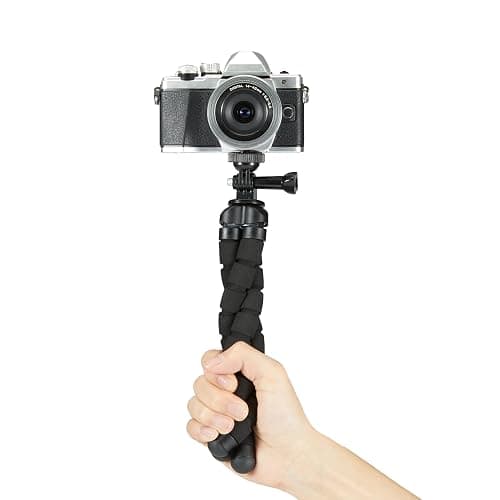 Amazon Basics Portable and Flexible Tripod with Wireless Remote and Smartphone Clamp, 10-inch long, Black thumbnail 4