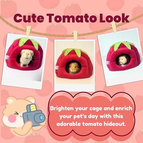 CAVYPOP Guinea Pig Hideout Bed, Tomato-Shaped Bottomless Plush House | Cute tomato design. Bottomless easy-clean structure. Thick plush comfort. Cozy hideout for guinea pigs thumbnail 7