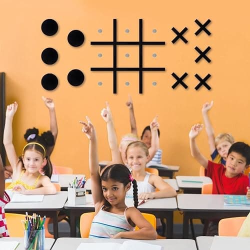 Magnetic Tic Tac Toe Wall-Mount Game,Game Room Decor,Modern Wall Decals for Kids Room,Classroom&Offices,Best Gift for Family, Friends (Black) thumbnail 4