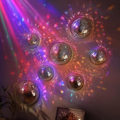 7Pcs Half Disco Ball Wall Decor Set 4/5in Disco Mirror Decor for Home Party | Retro 70s & 80s Disco Wall Decor for bedrooms, bars, apartments, living rooms and aesthetic spaces thumbnail 5