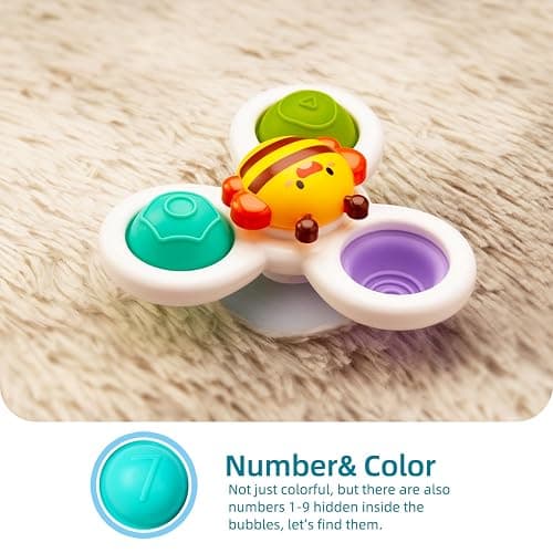 LiKee Strong Suction Cup Fidget Rotating Sensory Bath Toys for Baby Christmas Stocking Stuffers, Airplane Car Travel Table & Window Toys for Toddler Boys and Girls, 10+ Months thumbnail 3