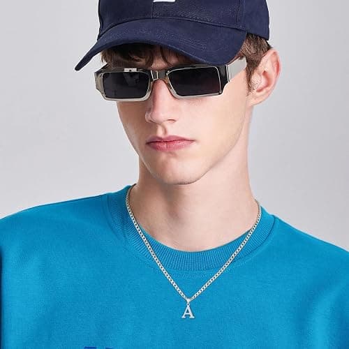 JIKASI Initial A-Z Letter Pendant Necklace for Men 18K Gold Plated Capital Initial Necklace Cuban Link Chain 4mm 20 Inch Jewelry Gift thumbnail 5