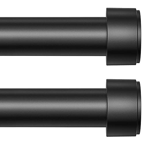 2 Pack Curtain Rods for Windows 32-90 Inch, 1 Inch Adjustable Black Curtain Rod Set with Brackets, Easy Install - Image 1