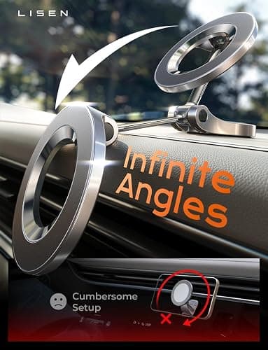 LISEN for MagSafe Car Mount for iPhone 17 Pro Max [24 Strong Magnets] Classic Magnetic Phone Holder for Car Dashboard Magnet Phone Mount Car Cell Phone Holder for iPhone 17 Pro Max Air 16 15 14 13 12 thumbnail 8
