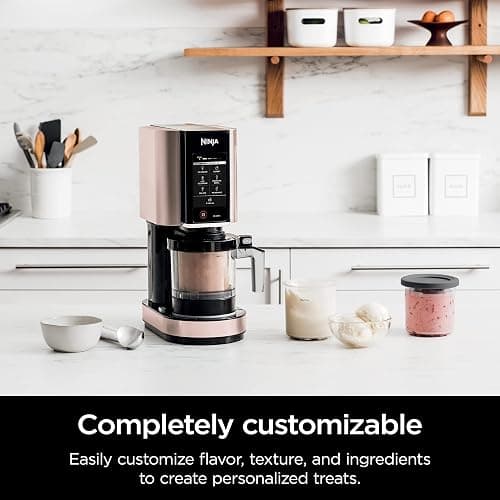 Ninja NC301 CREAMi Ice Cream Maker, for Gelato, Mix-ins, Milkshakes, Sorbet, Smoothie Bowls & More, 7 One-Touch Programs, with (2) Pint Containers & Lids, Compact Size, Perfect for Kids, Rose Gold thumbnail 2