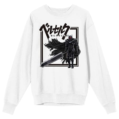 Bioworld Berserk Warrior Silhouette Adult White Crew Neck Long Sleeve Sweatshirt - Image 1