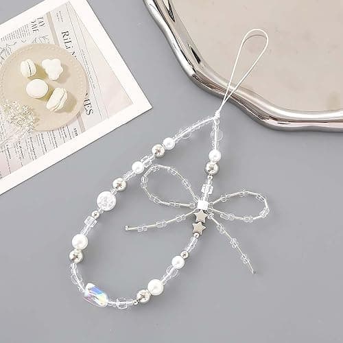 Staqlo Beaded Phone Charm Cute Fixed Beads Pearl Wristlet Chain Camera Wrist Strap CarKey Lanyard thumbnail 4