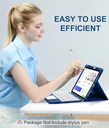 Harvopu Compatible for iPad 11th 10th Generation Case with Keyboard, Folio Cover with Pencil Holder, Multi-Touch Trackpad, 7 Color Backlit, Detachable Keyboard for iPad (A16) 11th/10th Gen (Navy Blue) thumbnail 7