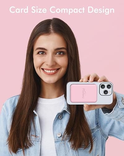 podoru for Magsafe Battery Pack, 5000mAh Magnetic Power Bank with Type-C Cable 20W PD Fast Charging Lighting Input Wireless Portable Charger for iPhone 16/15/14/13/12/ All Series-Pink - Pink thumbnail 4