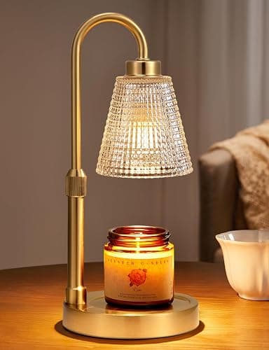 Innqoo Gold Candle Warmer Lamp with Timer, Dimmable Candle Warmer for Jar Candles, Height Adjustable Wax Melts Warmer, Birthday Gifts for Women Mom, House Warming Gifts New Home Decor - Image 1