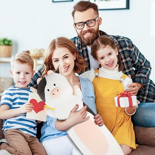 Dalmao 36 inch Milk Cow Stuffed Animal, Soft Long Cuddle Squishy Pillow, Cute Cow Print Body Pillow Plushies Toy Gift for Kids, Boys Birthday thumbnail 8