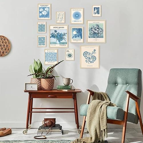 Aroutde Light Blue Wall Art Matisse Modern Wall Decor Coquette Aesthetic Blue Pictures Canvas Gallery Prints For Living Room Bedroon Dorm Set of 12 (Unframed) thumbnail 4