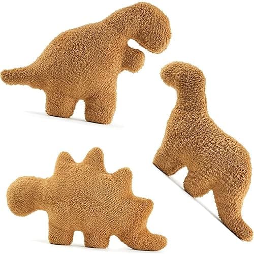 Lixzuch 3 Packs Dino Nugget Pillow Plush, 18 inches Dinosaur Chicken Nugget Stuffed Animal Plush Toy, Party Decoration Birthday for Kids Boys Girls - 3 Packs Dino - Medium