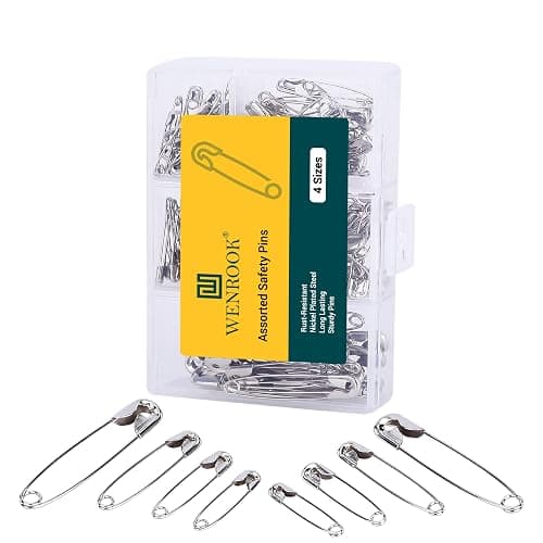 Wenrook 300 Pack Safety Pins Assorted, 4 Different Sizes, Strong Nickel Plated Steel, Safety Pins for Clothes, Crafts, Pinning and More thumbnail 4