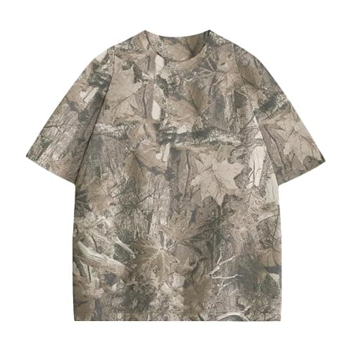 Camo Oversized Shirt Y2k Crewneck Maple Leaf Printed Short Sleeve Unisex Summer Graphic Tees - Image 1