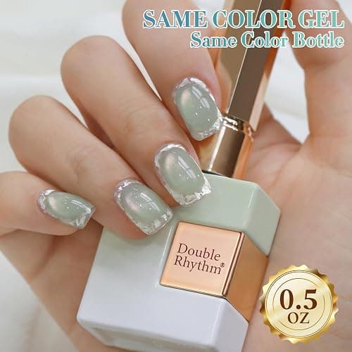 Double Rhythm 0.5 OZ Cat Eye Gel Polish with Magnet 15ML Holographic Glitter Shimmer Translucent Jelly Color Magnetic Nail Polish Salon DIY at Home (Light Green-MC1212) thumbnail 6