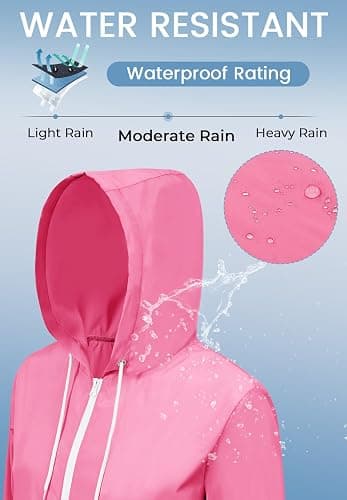 Zando Lightweight Rain Jacket Women Waterproof - Raincoat for Women Packable Rain coat Hooded Windbreaker for Travel Outdoor thumbnail 4