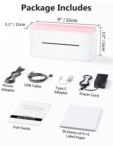 Phomemo Bluetooth Thermal Label Printer, 241BT 4X6 Wireless Shipping Label Printer for Small Business, Pink Labels Printers for Shipping Package, Compatible with iPhone, Android, Shopify, Amazon, USPS thumbnail 9