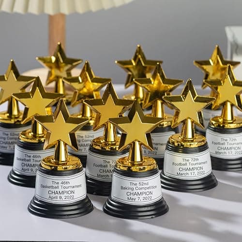 24 Pack Mini Star Trophy Awards Bulk (4.5 Inch), Plastic Gold Star Trophies For Halloween Party Favors, Goodie Bags, Kid Classroom School Reward, Sports Tournament Winning Prize, Hollywood Event Props thumbnail 4