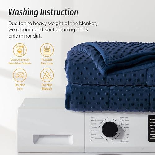 Wemore Minky Dot Weighted Blanket for Adults Twin Size 15 lb, Soft Heavy Blanket for Stress Relief and Sleep Promotion, Breathable Blanket for All-Season with Glass Beads, Navy Blue 60 x 80 inches thumbnail 8