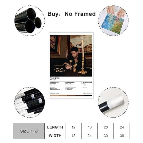 HDZYZZA Drake Poster Take Care Album Canvas Poster Wall Art Decor Print Picture Paintings for Living Room Bedroom Decoration Unframe: 12x18inch(30x45cm) thumbnail 2