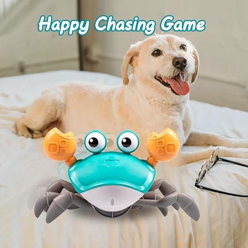 Dog Toys Escaping Crab Crawling Dog Toy with Music Control & Lights, Dancing Crab Dog Toy Obstacle Avoidance Interactive Fun Toys for Puppy/Small/Medium Dogs (Green) thumbnail 4