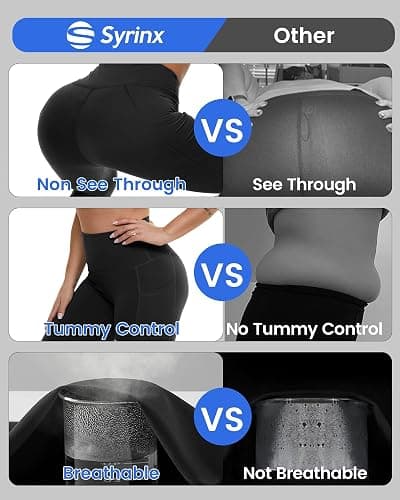 3 Packs Leggings with Pockets for Women, Soft High Waisted Tummy Control Workout Yoga Pants thumbnail 3