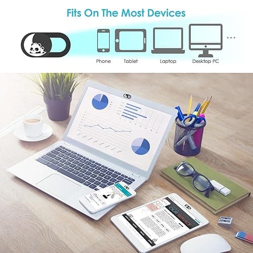 HKDGYHON Laptop Camera Cover Slide Cute, Phone Accessories, Webcam Cover, Lovely Puppy Computer Camera Cover for iPhone iPad MacBook Pro Computer iMac PC, Laptop Accessories Great for Privacy - Leisurely Panda-Black thumbnail 3