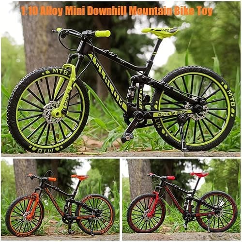 YEIBOBO ! Alloy Mini Downhill Mountain Bike Toy, Die-cast BMX Finger Bike Model for Collections (Black/Green) thumbnail 6