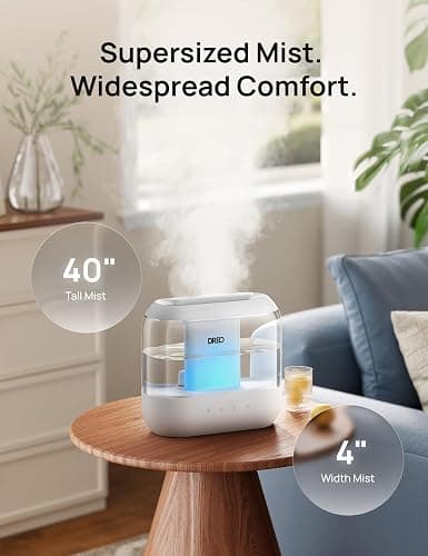 DREO 4L Humidifiers for Bedroom, 36H Runtime, 28 dB Quiet, HM311 | Easy to Refill & Clean, BPA-Free, Nightlight, Supersized Air Humidifiers for Large Room, Baby Nurseries, Plants, Indoor thumbnail 4